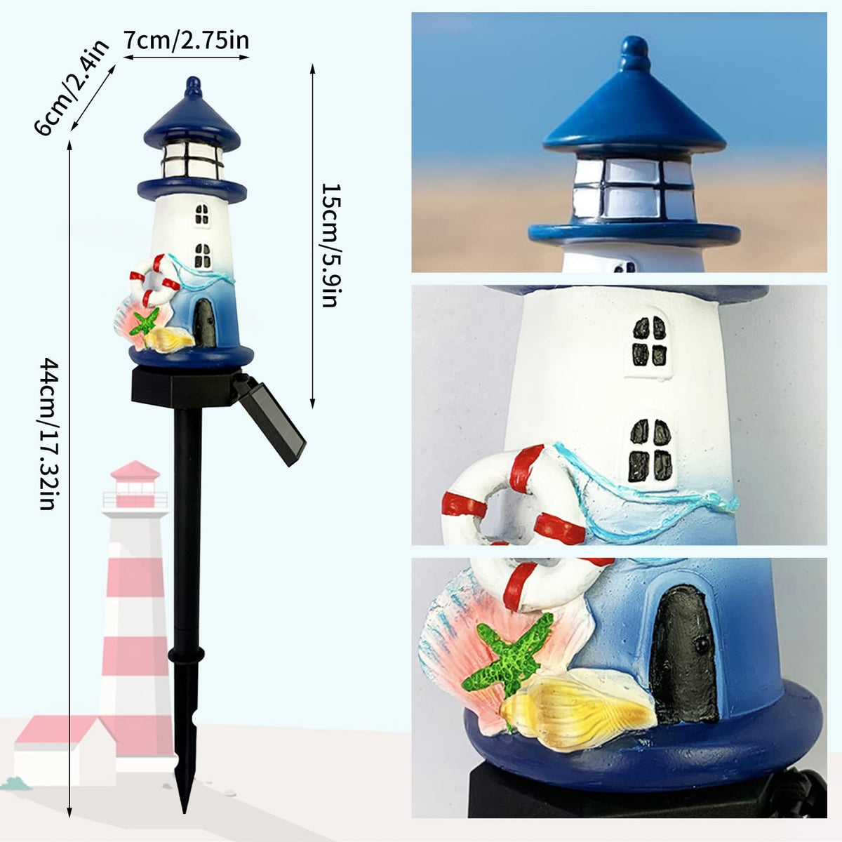 Blue Waterproof Solar Powered Garden Stake Light O1841