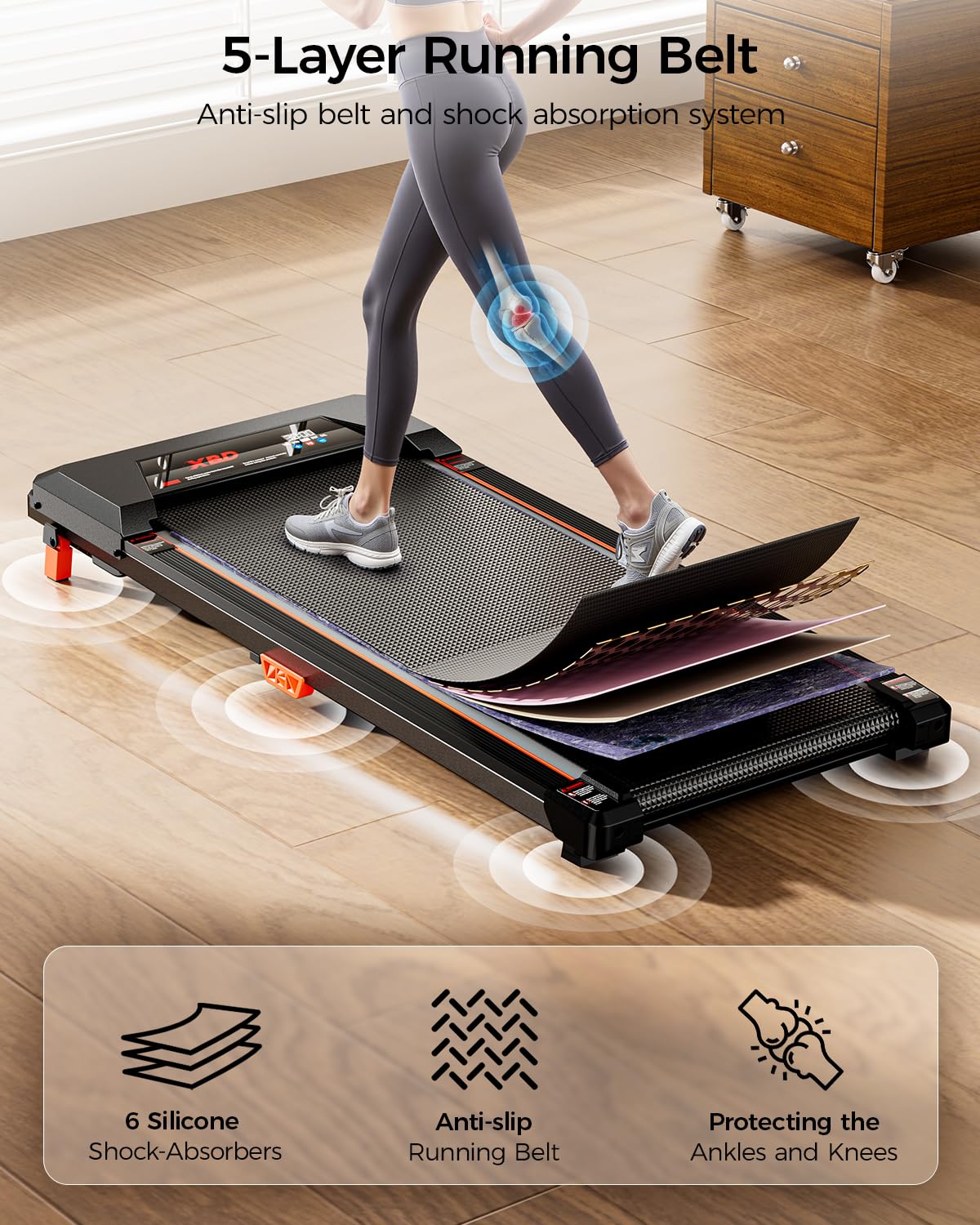 Incline Walking Pad Treadmill 330 Lbs Capacity 2.5HP E676