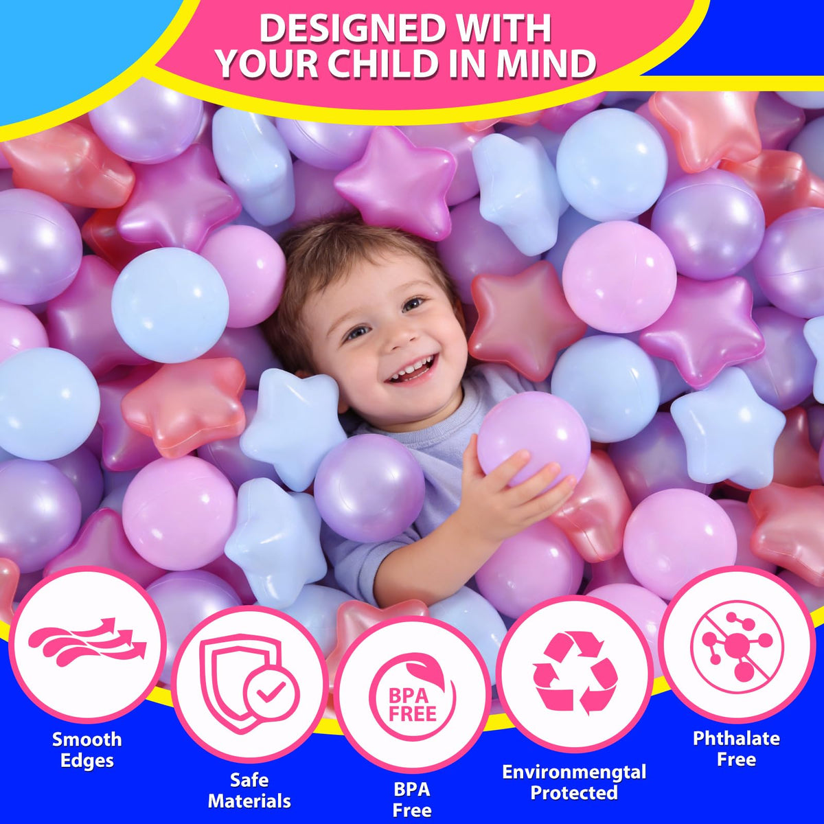 100 200 500 Pack Phthalate & BPA Free Plastic Ball Pit Balls M7885