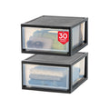 2-Pack 30 Qt. Black Stacking Drawer Organizer T806