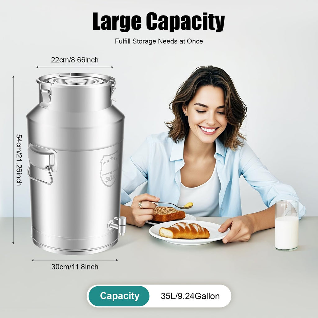 35L Stainless Steel Milk Can with Faucet B160