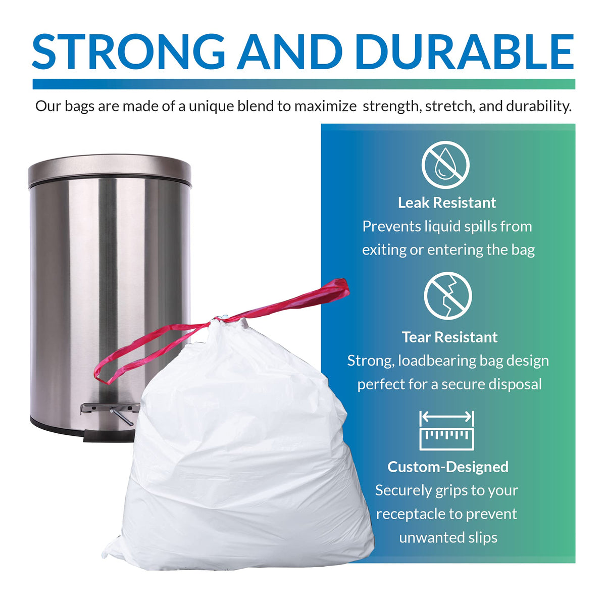 6-10 Gallon Drawstring Trash Bags 500 Count D25609