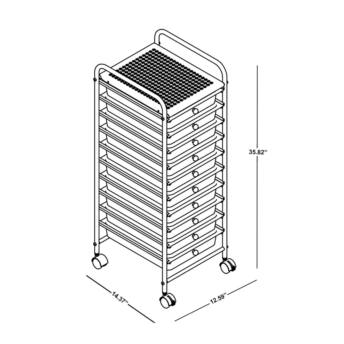 10 Drawer Mobile Cart White Chrome S622787