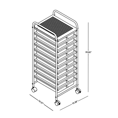 10 Drawer Mobile Cart White Chrome S622787