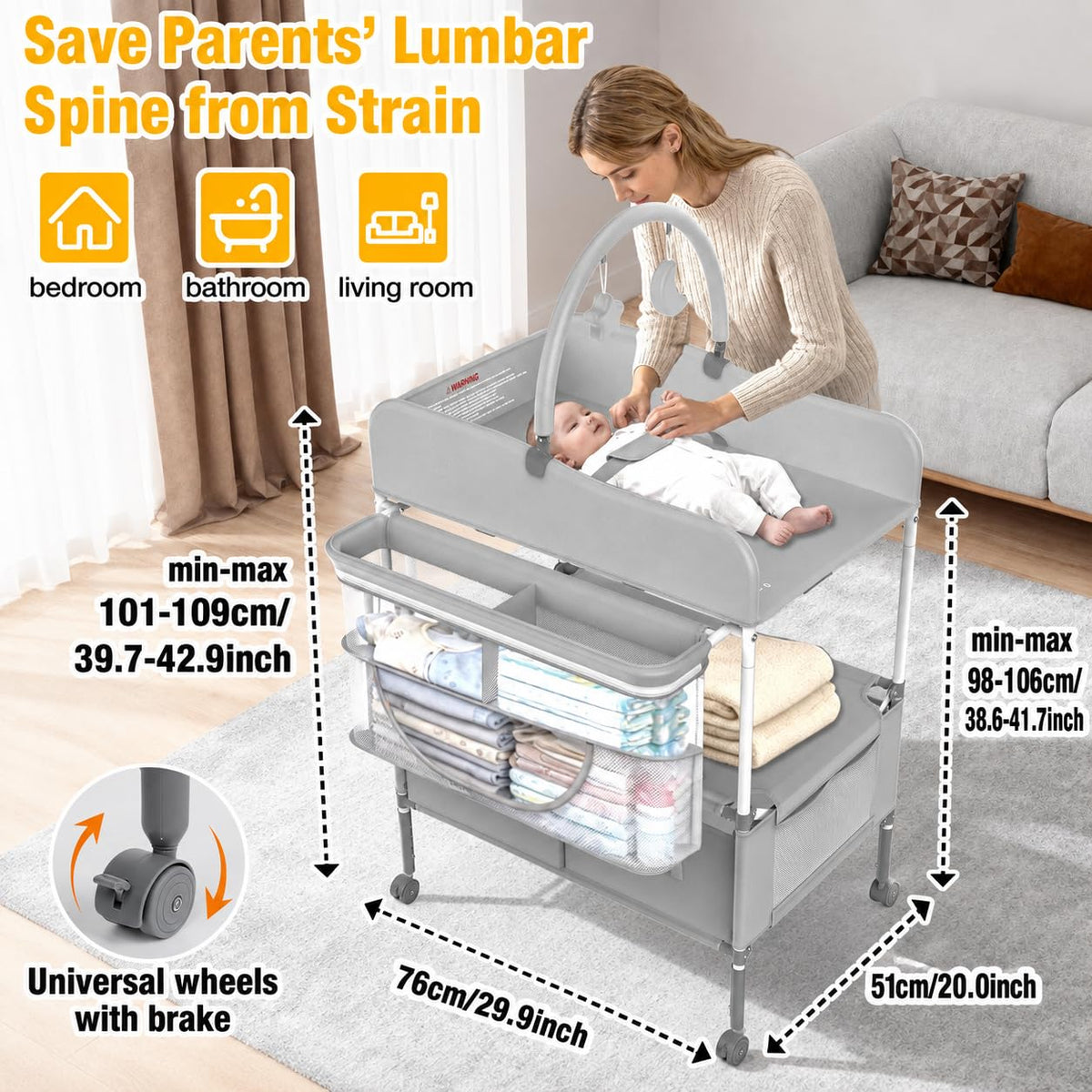 Portable Diaper Changing Station with Drawers P58614