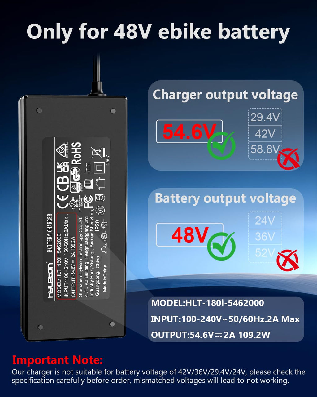 54.6V 2A Lithium Battery Charger R50458