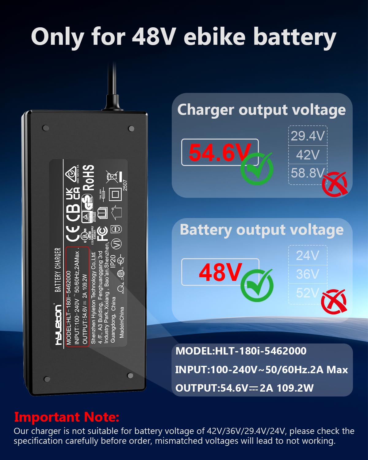 54.6V 2A Lithium Battery Charger R50458