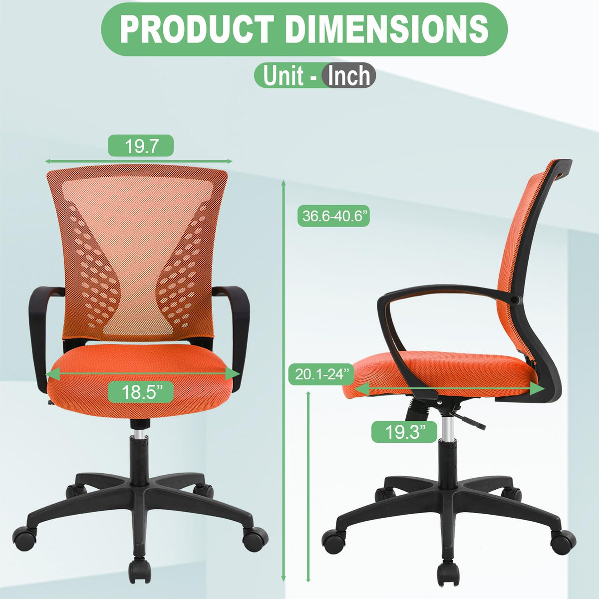 Orange Ergonomic Office Desk Chair with Armrest Q2315