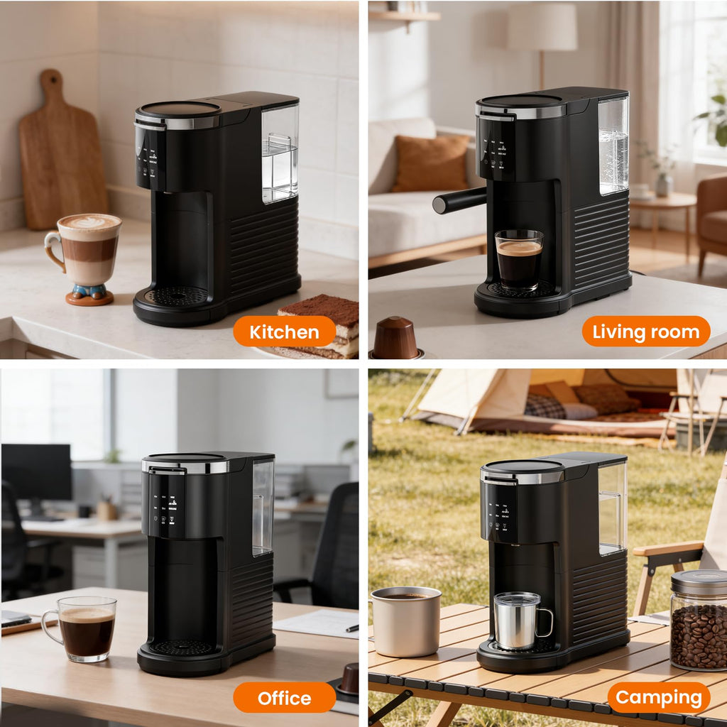 2 in 1 Single Serve Coffee Maker, Black Q5867