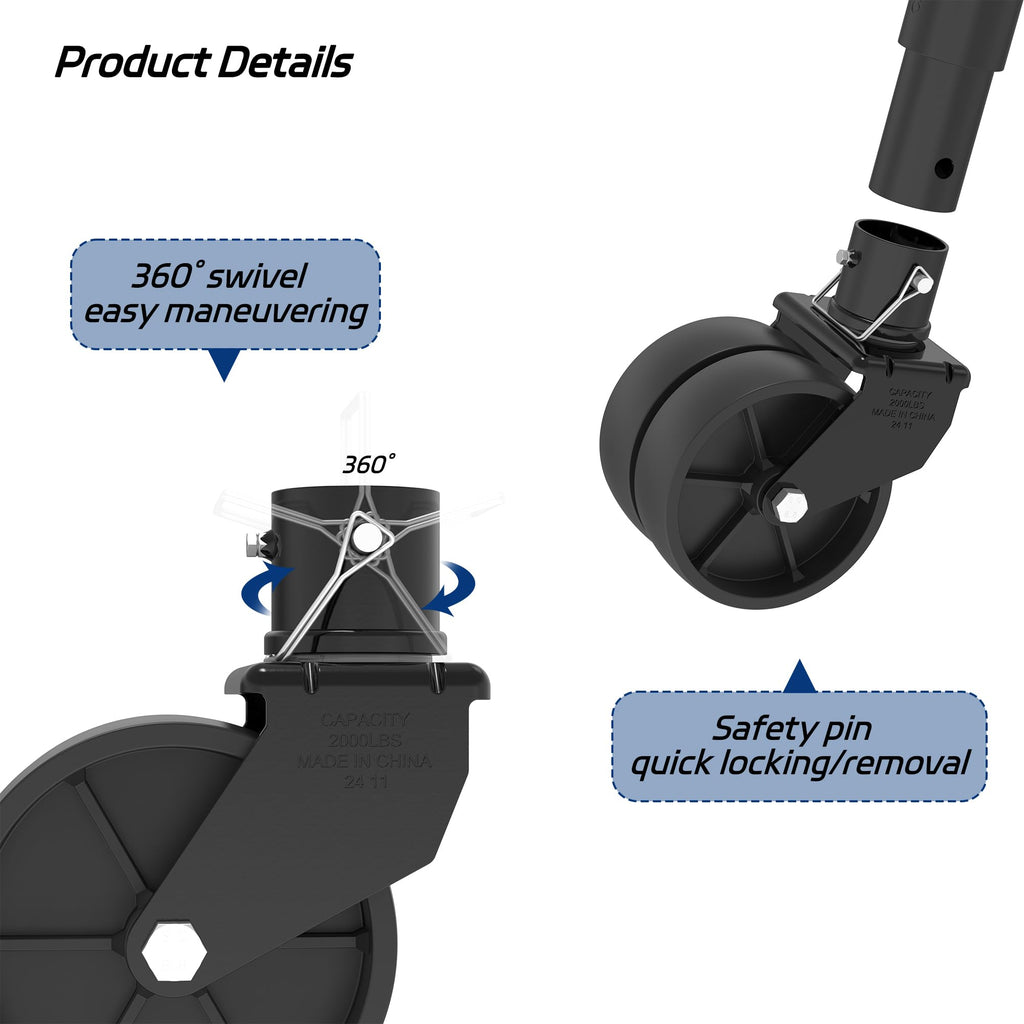 Dual 6" Trailer Jack Swivel Caster Wheel V2429