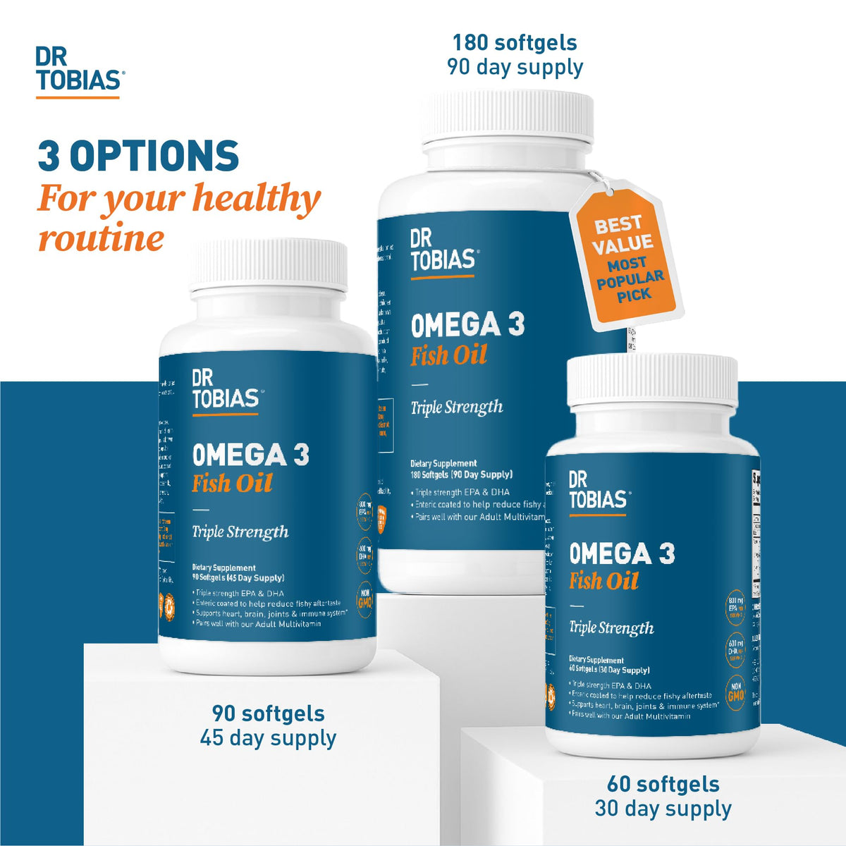 Omega 3 Fish Oil 2000mg 180 Softgels V983546