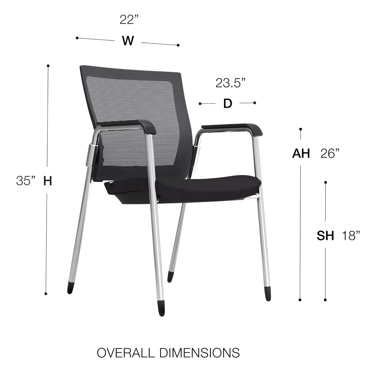 Grey Mesh Stackable Visitor Chair Set of 2 F567377