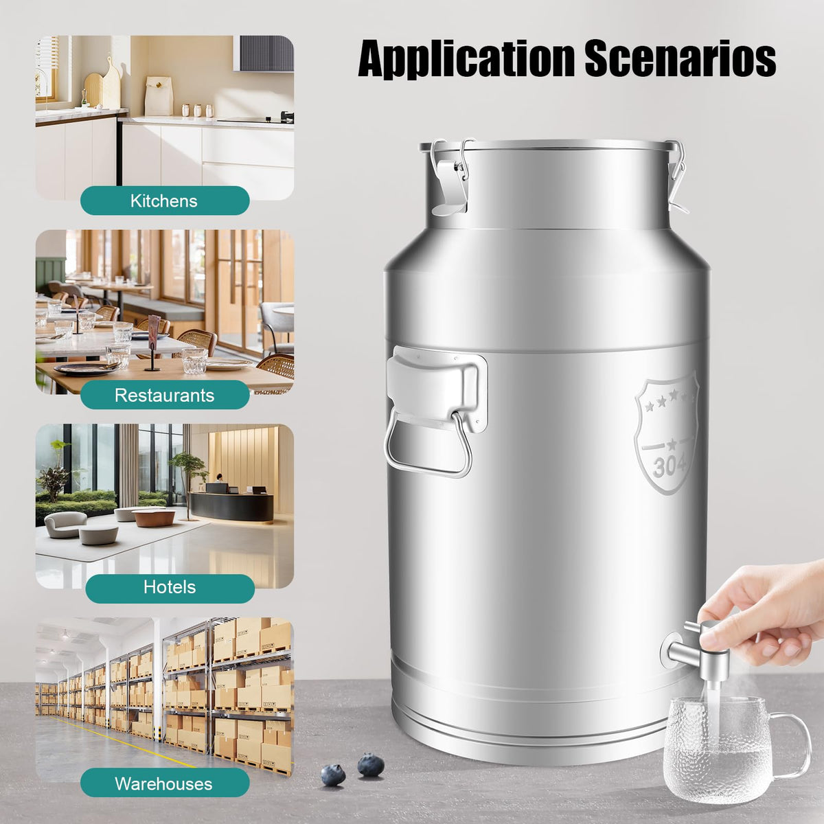 35L Stainless Steel Milk Can with Faucet B160