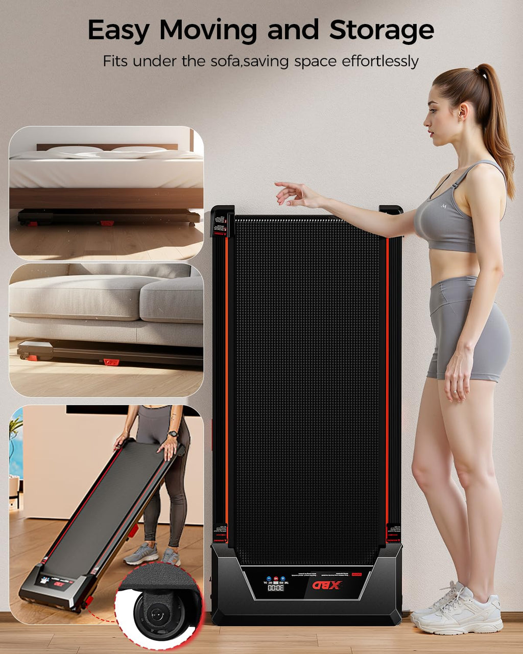 Incline Walking Pad Treadmill 330 Lbs Capacity 2.5HP E676