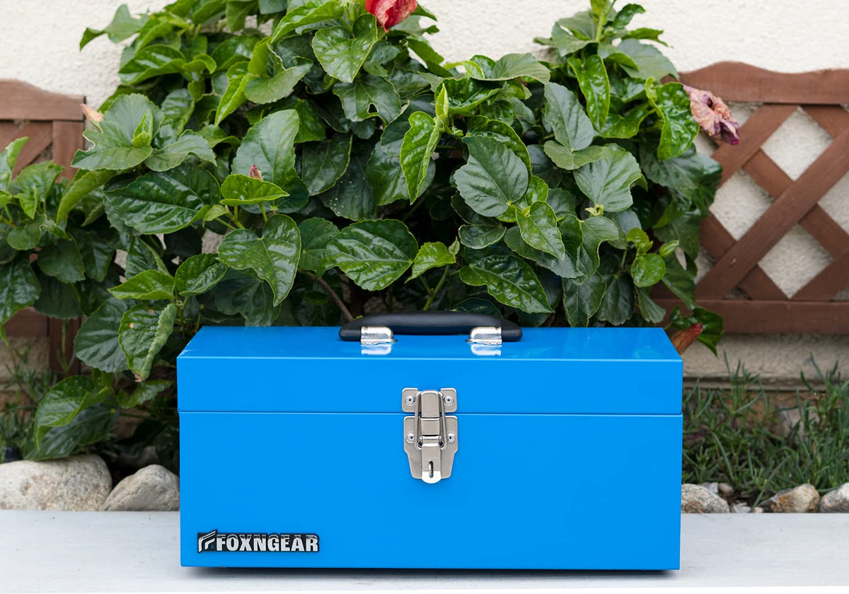 16" Steel Heavy-duty Tool Box with Metal Latch and Handle Blue B605169