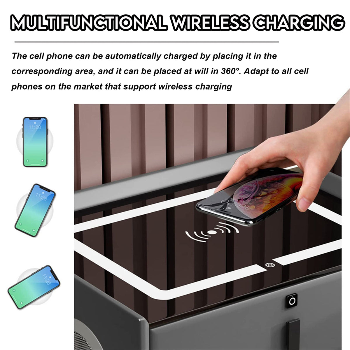 Pink 3 Drawer Nightstand with Wireless Charging Station Z549868
