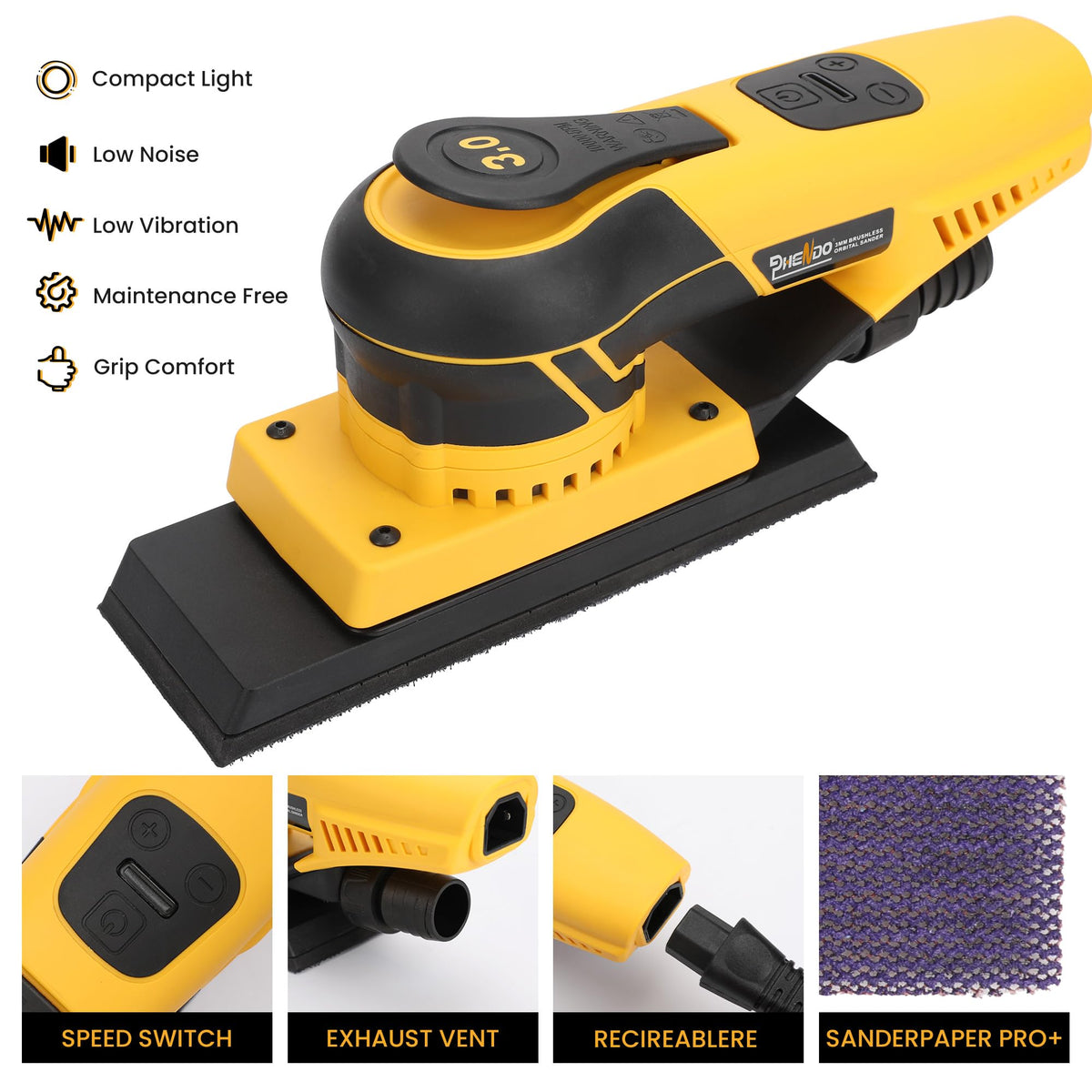 350W 3A Electric Random Orbital Sander V512125