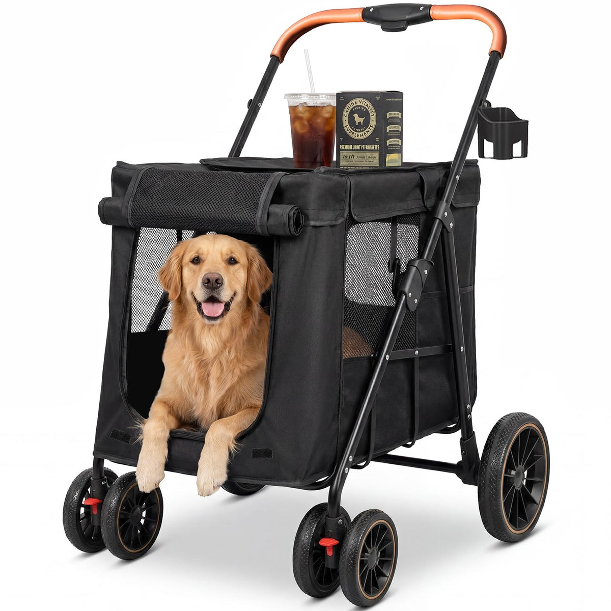 Foldable Pet Stroller up to 80 lbs with All-Terrain Wheels A36848