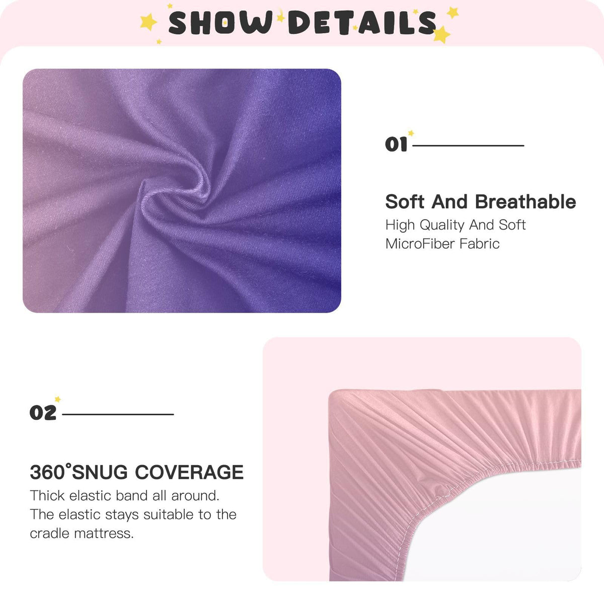 Dark Blue Pink Fitted Crib Sheet Microfiber E96800