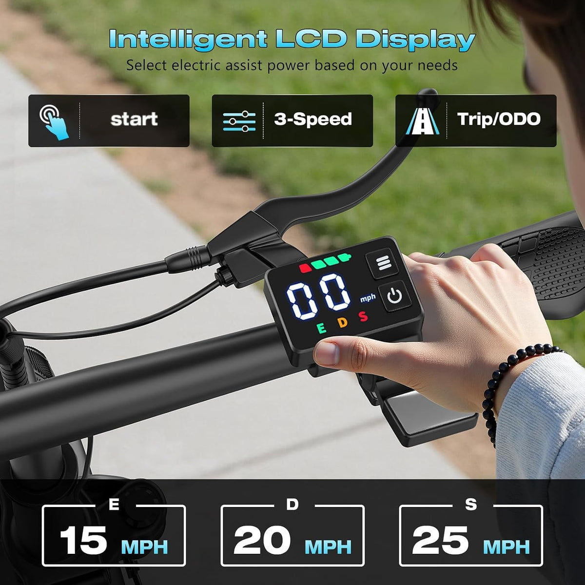 Electric Scooter with Seat, 1000W Peak Motor, 25 MPH, 14" Pneumatic Tires X60705
