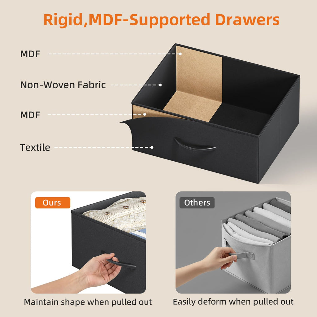 Wide 5 Drawer Nightstand with Charging Station & LED Light O334
