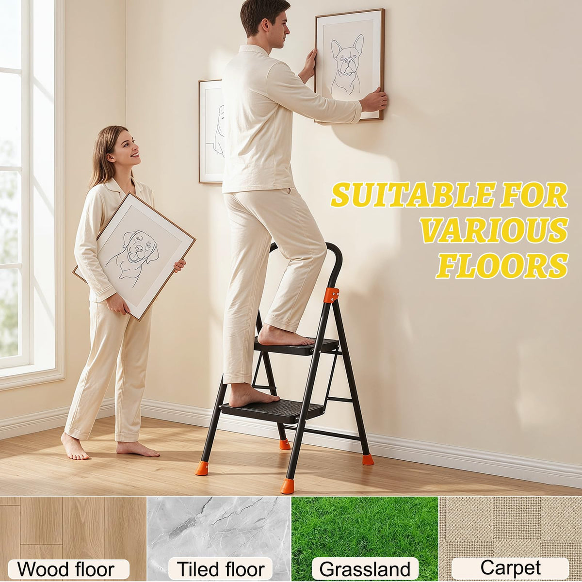 Heavy Duty 2 Step Ladder with Safety Lock F58900