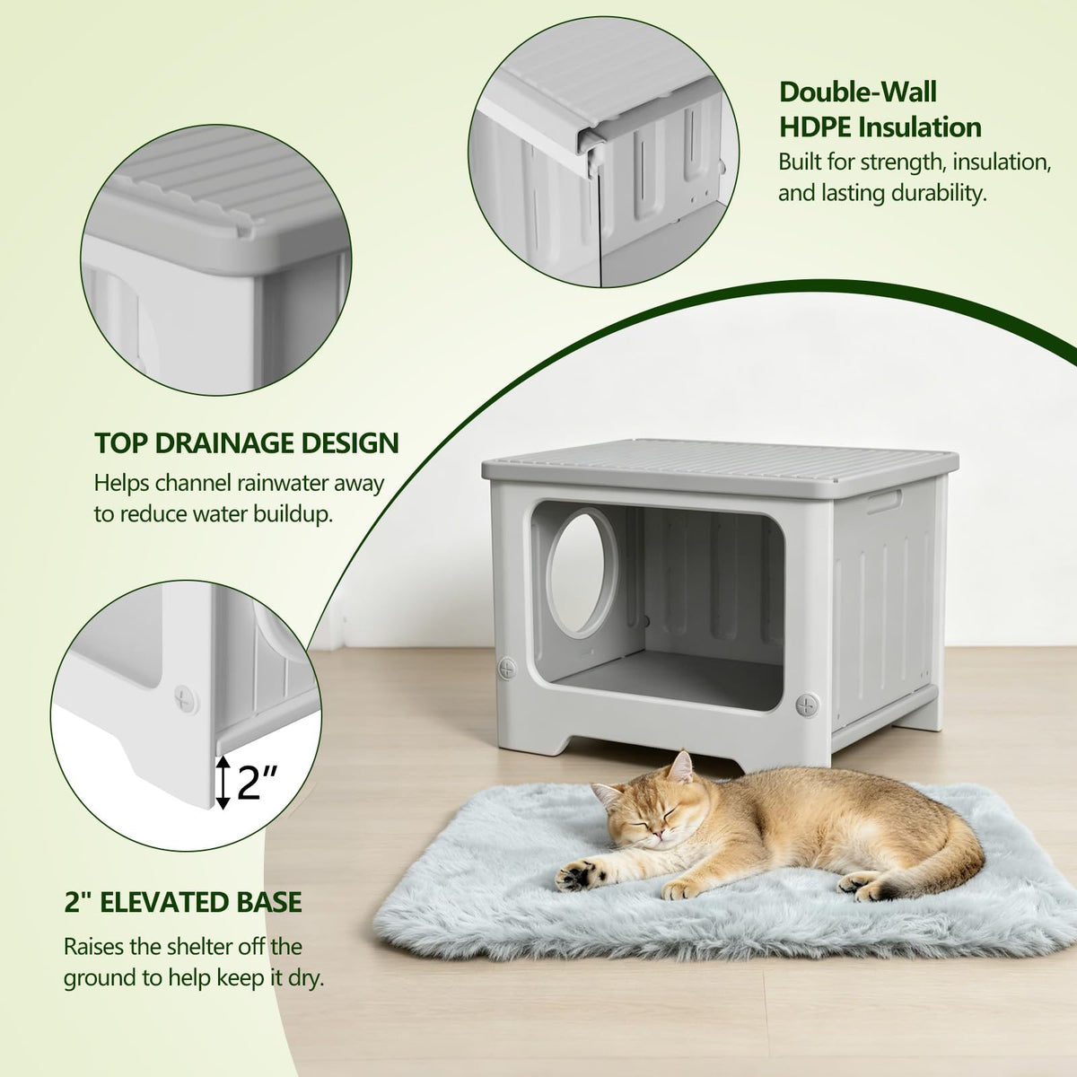 Weatherproof Stackable Outdoor Cat House with Clear Window W9788
