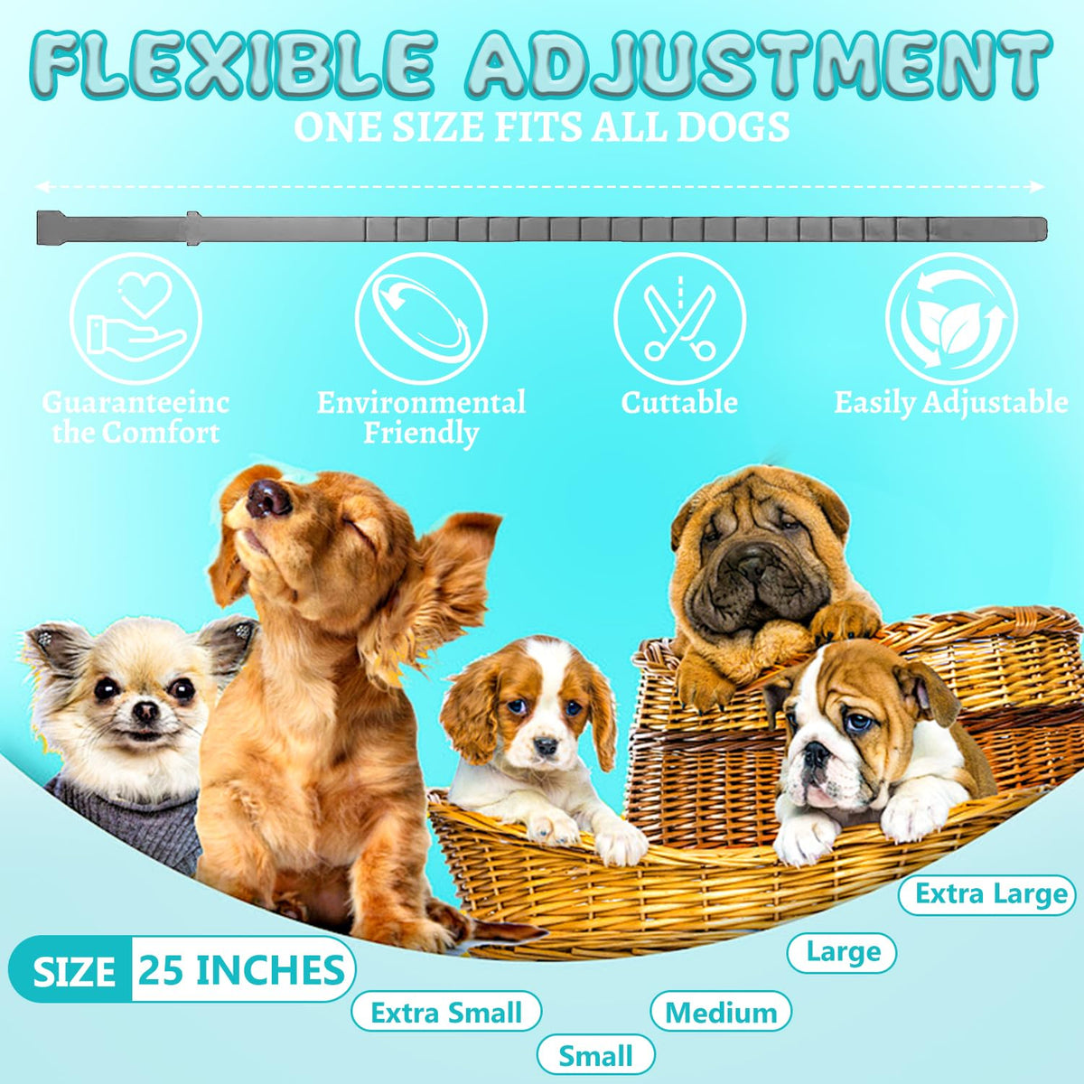 4 Packs Adjustable Dog Calming Collar Grey C24099