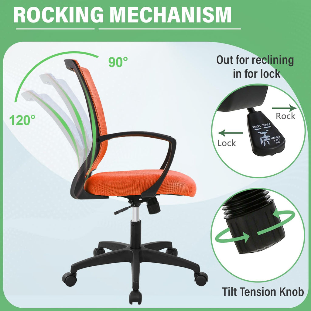 Orange Ergonomic Office Desk Chair with Armrest Q2315