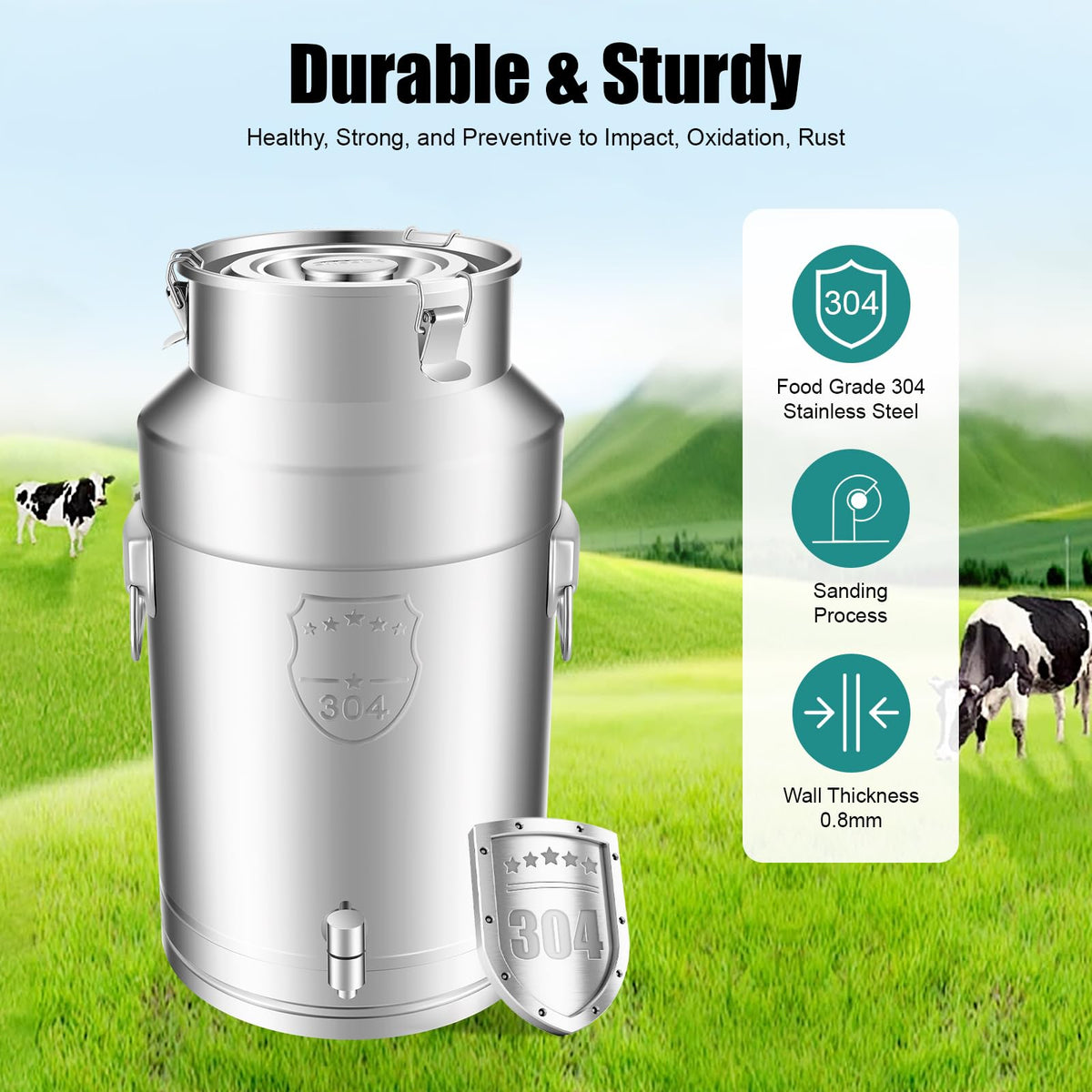 35L Stainless Steel Milk Can with Faucet B160