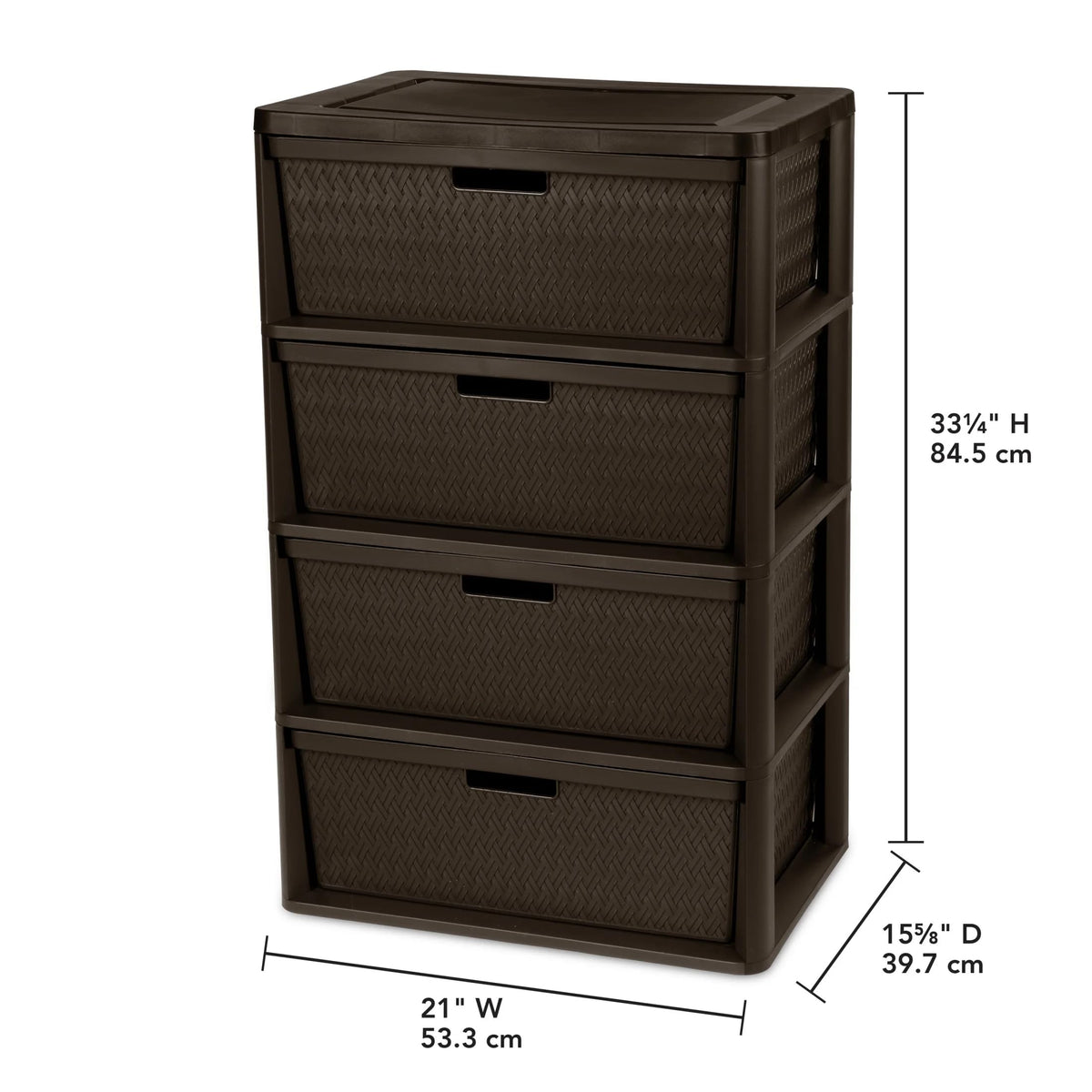 Brown 4 Drawer Plastic Storage Tower X2093