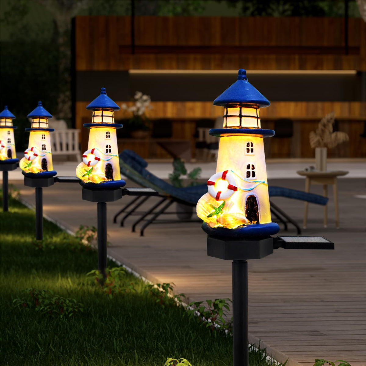 Blue Waterproof Solar Powered Garden Stake Light O1841