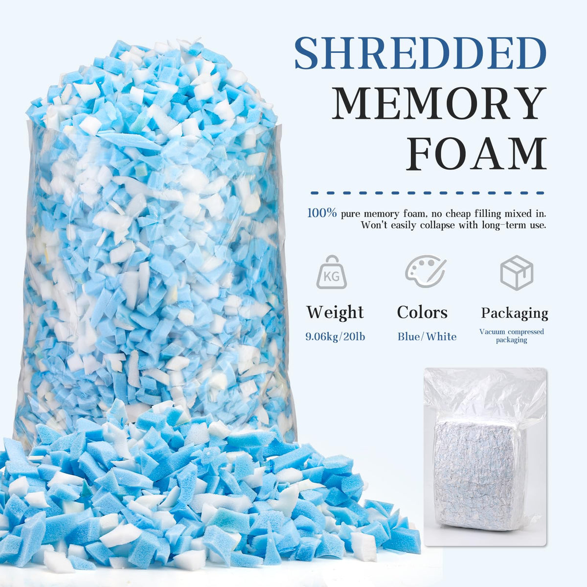 20LB Shredded Memory Foam Filler K763