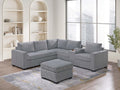 Light Gray 4pc Corduroy Sectional Sofa Set with Ottoman H663
