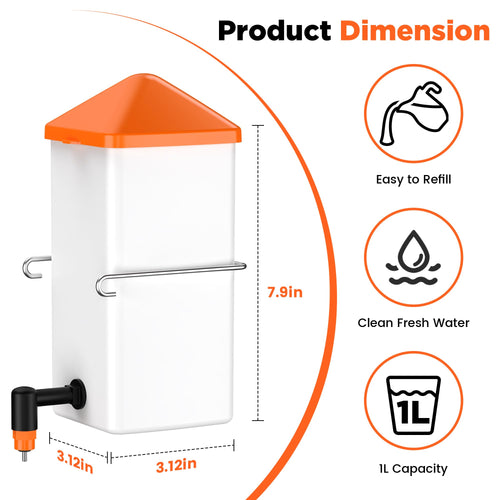 1L Baby Chick Waterer with Nipple Drinker and Anti-Roost Cone A635798