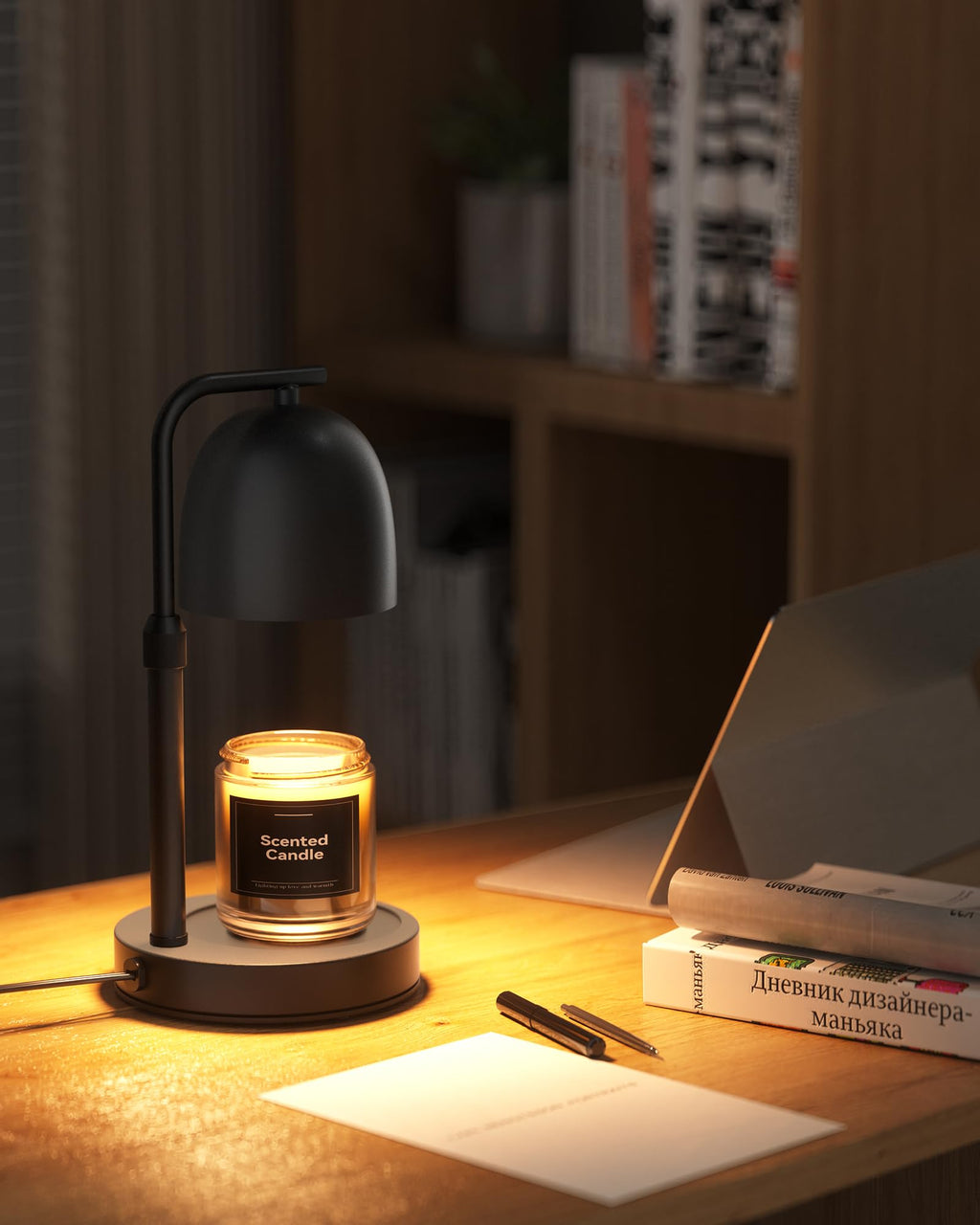 Black Adjustable Height Dimmable Candle Warmer Lamp with Timer Z5134