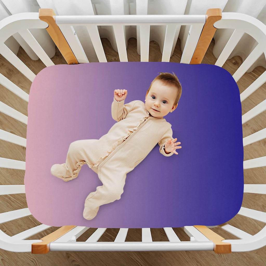 Dark Blue Pink Fitted Crib Sheet Microfiber E96800
