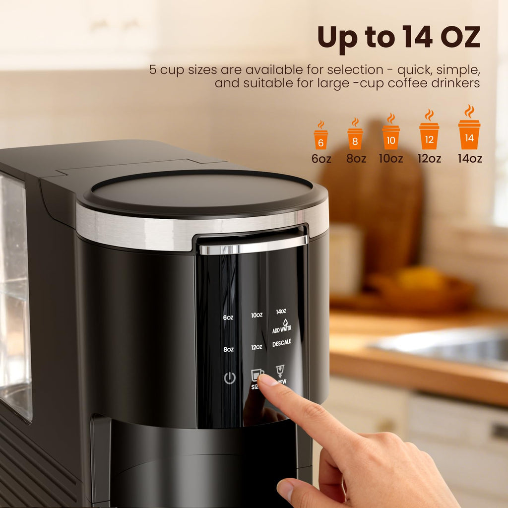 2 in 1 Single Serve Coffee Maker, Black Q5867