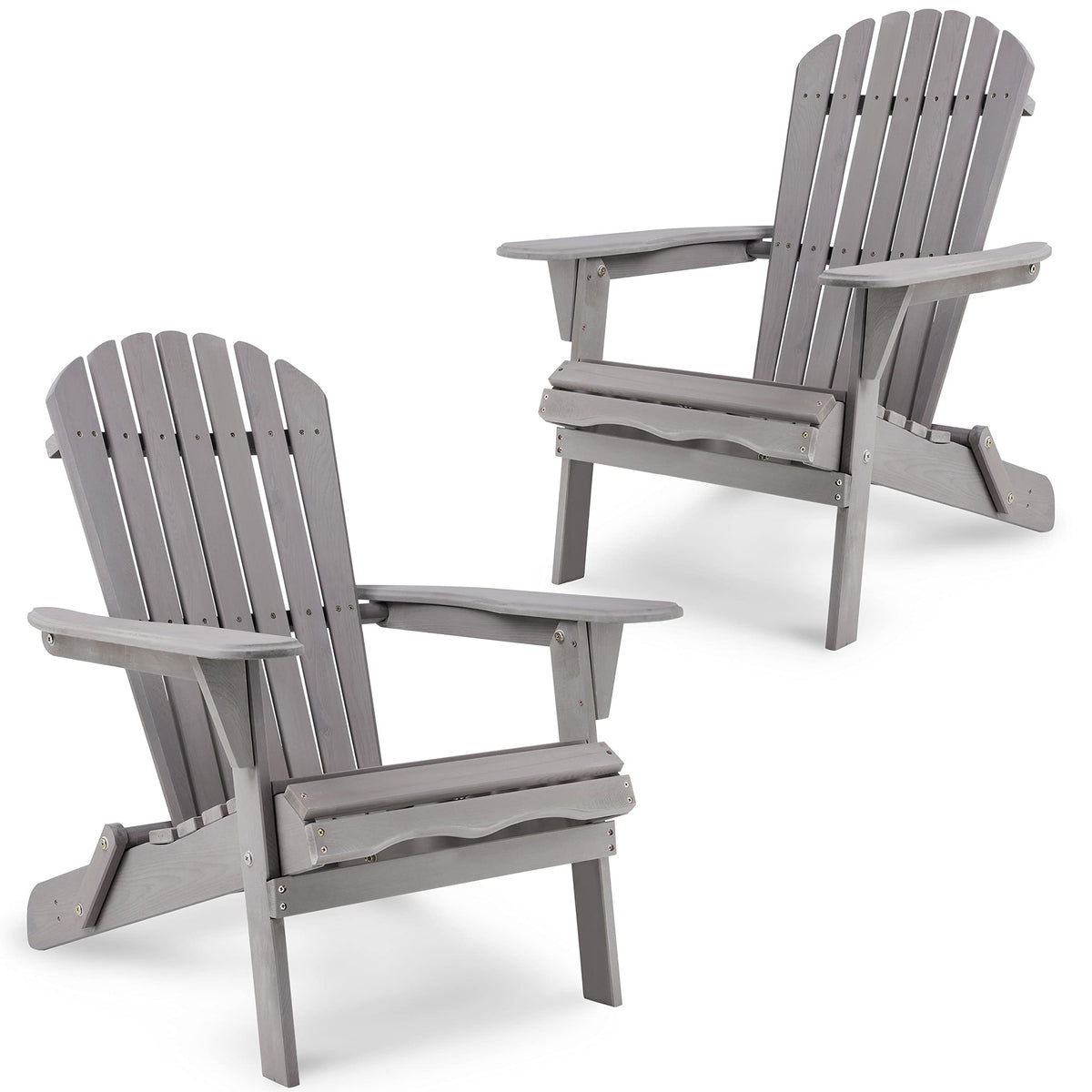 Wood Folding Adirondack Chair Set of 2 Solid Cedar Q88778