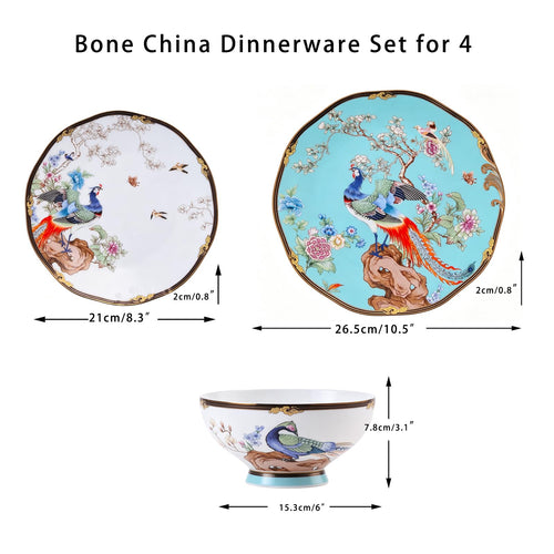 12-Piece Bone China Dinnerware Set for 4 N8443
