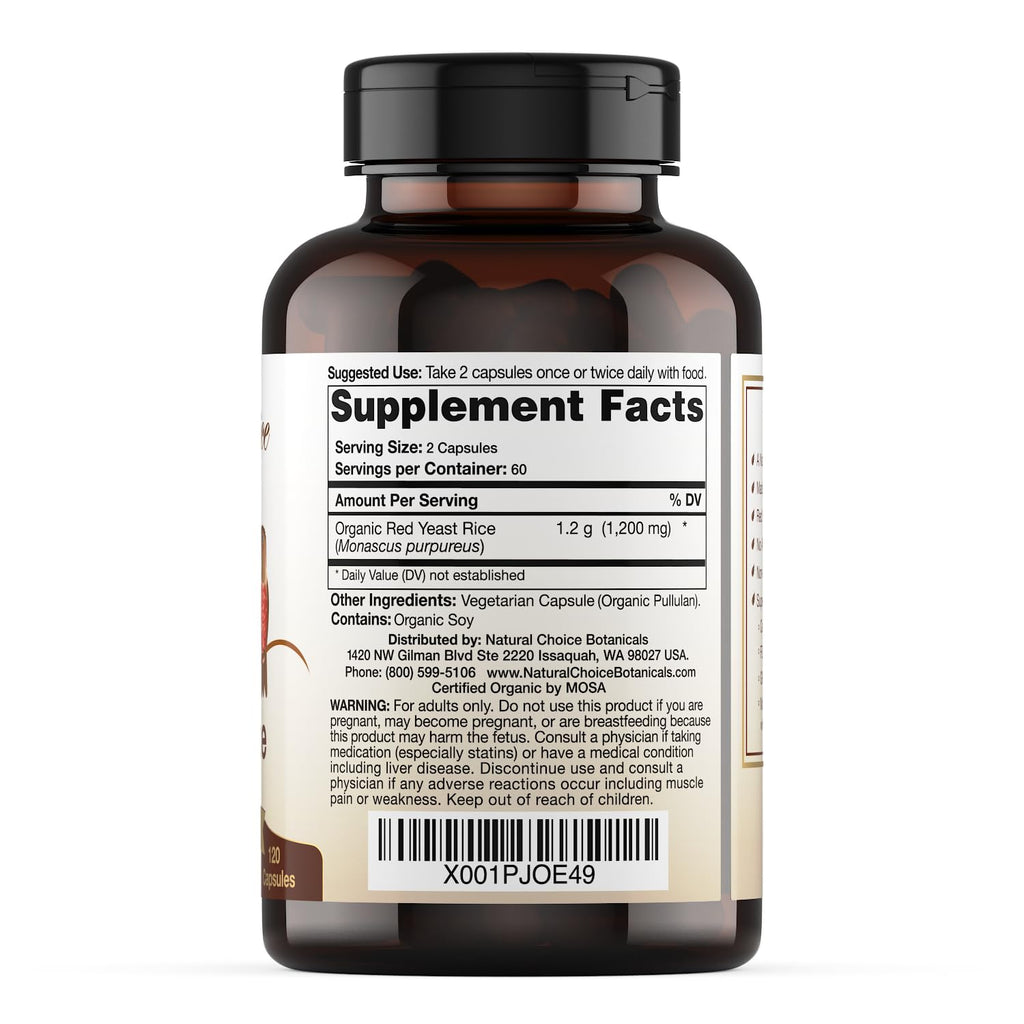 Organic Red Yeast Rice Supplement, 120 Capsules R213