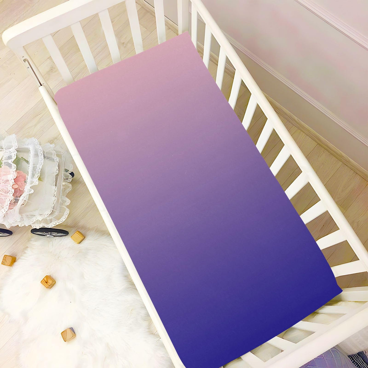 Dark Blue Pink Fitted Crib Sheet Microfiber E96800