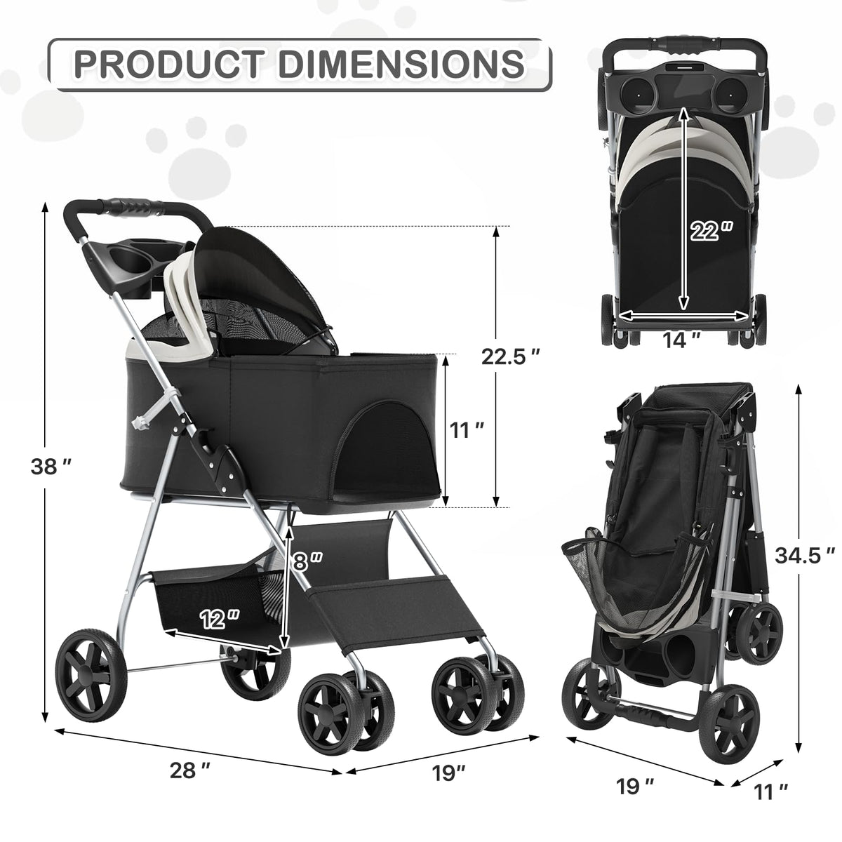 Foldable Pet Stroller H36545