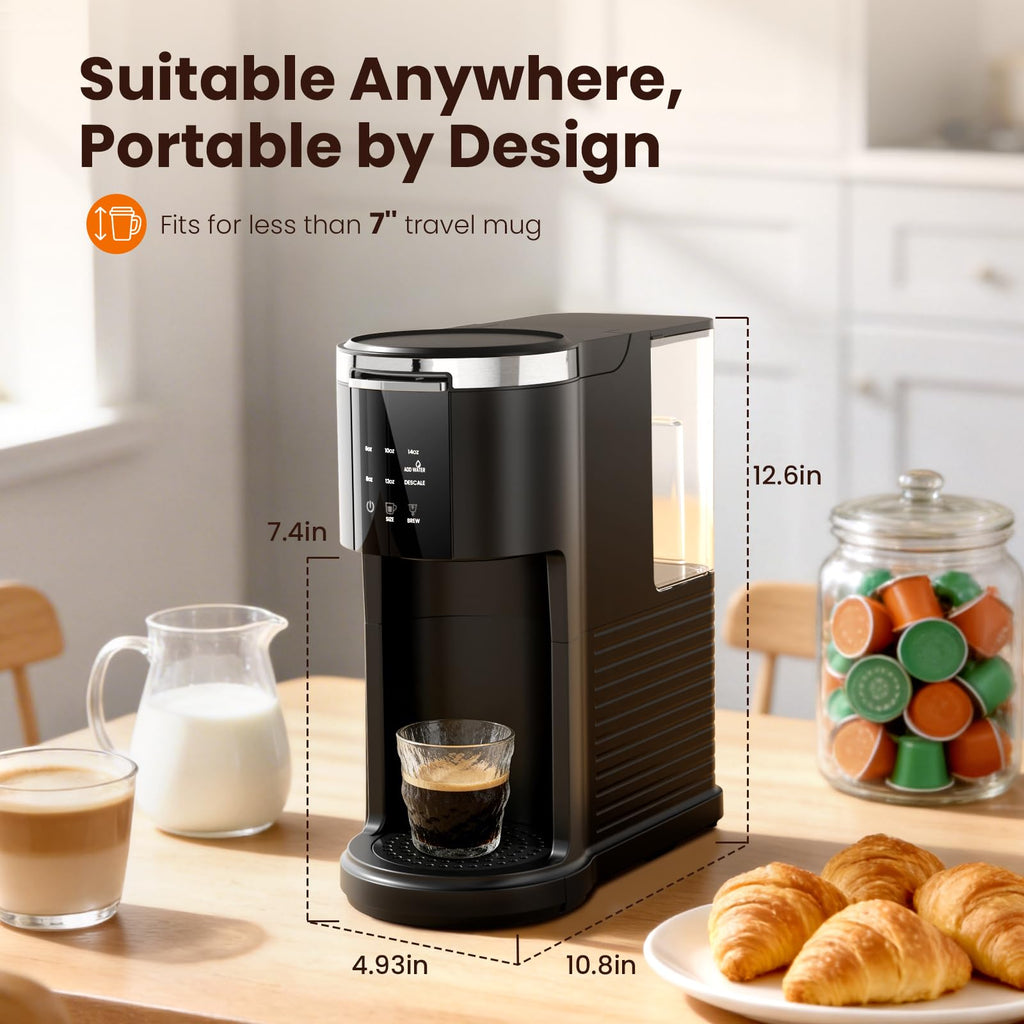 2 in 1 Single Serve Coffee Maker, Black Q5867