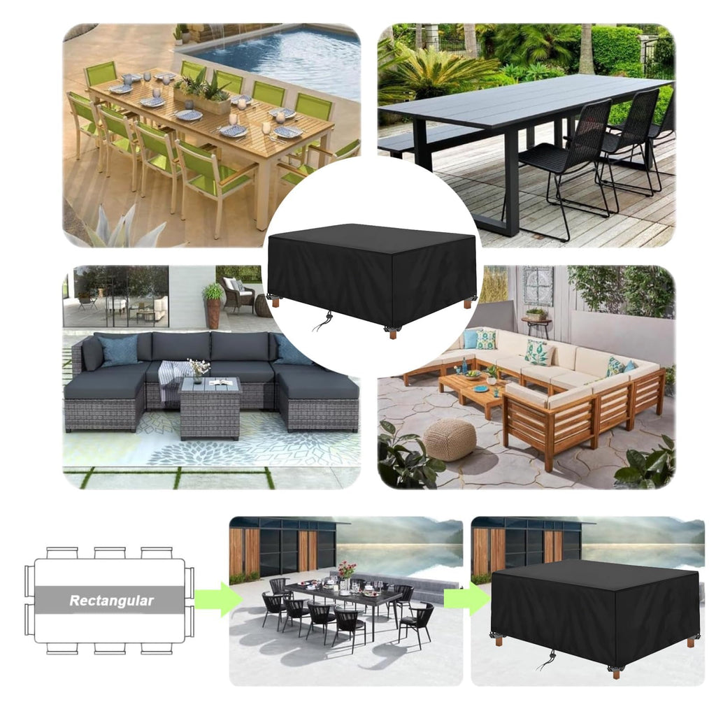 Black Waterproof Oxford Patio Furniture Cover I9177