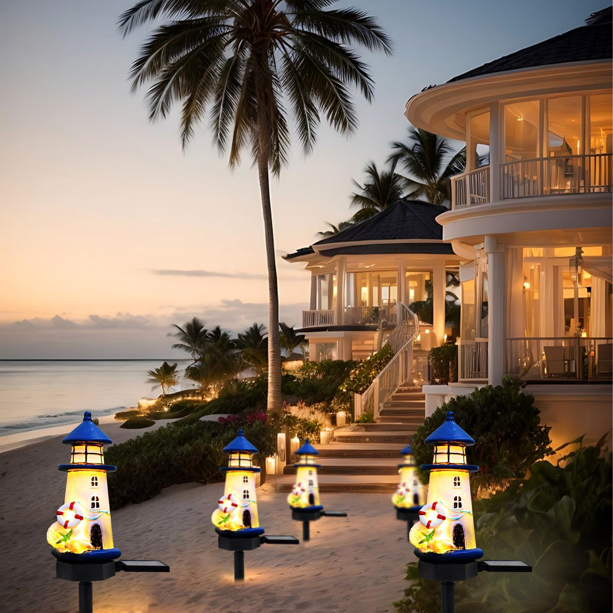 Blue Waterproof Solar Powered Garden Stake Light O1841