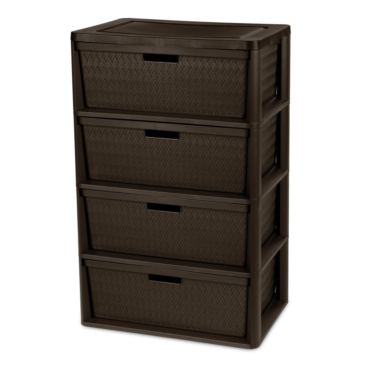 Brown 4 Drawer Plastic Storage Tower X2093