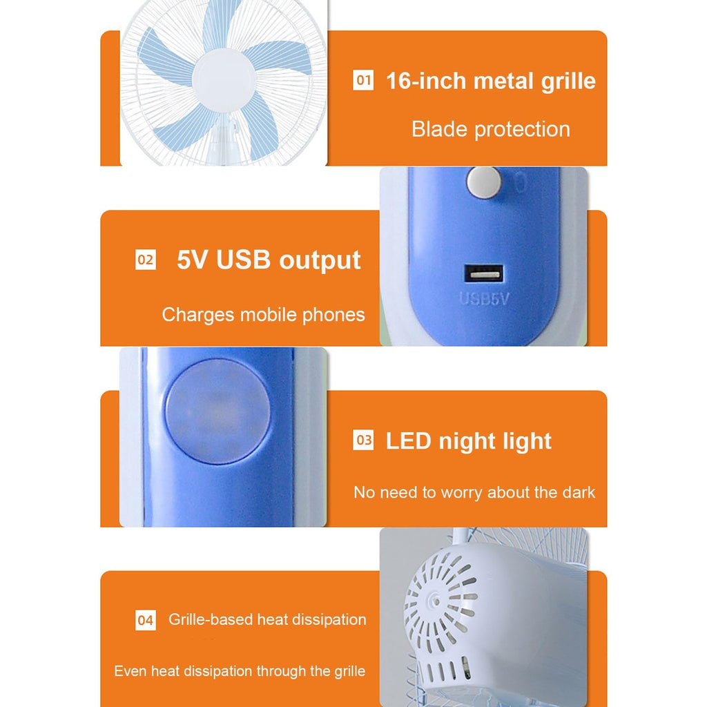 16 Inch Solar Powered Pedestal Fan with Solar Panel F3844