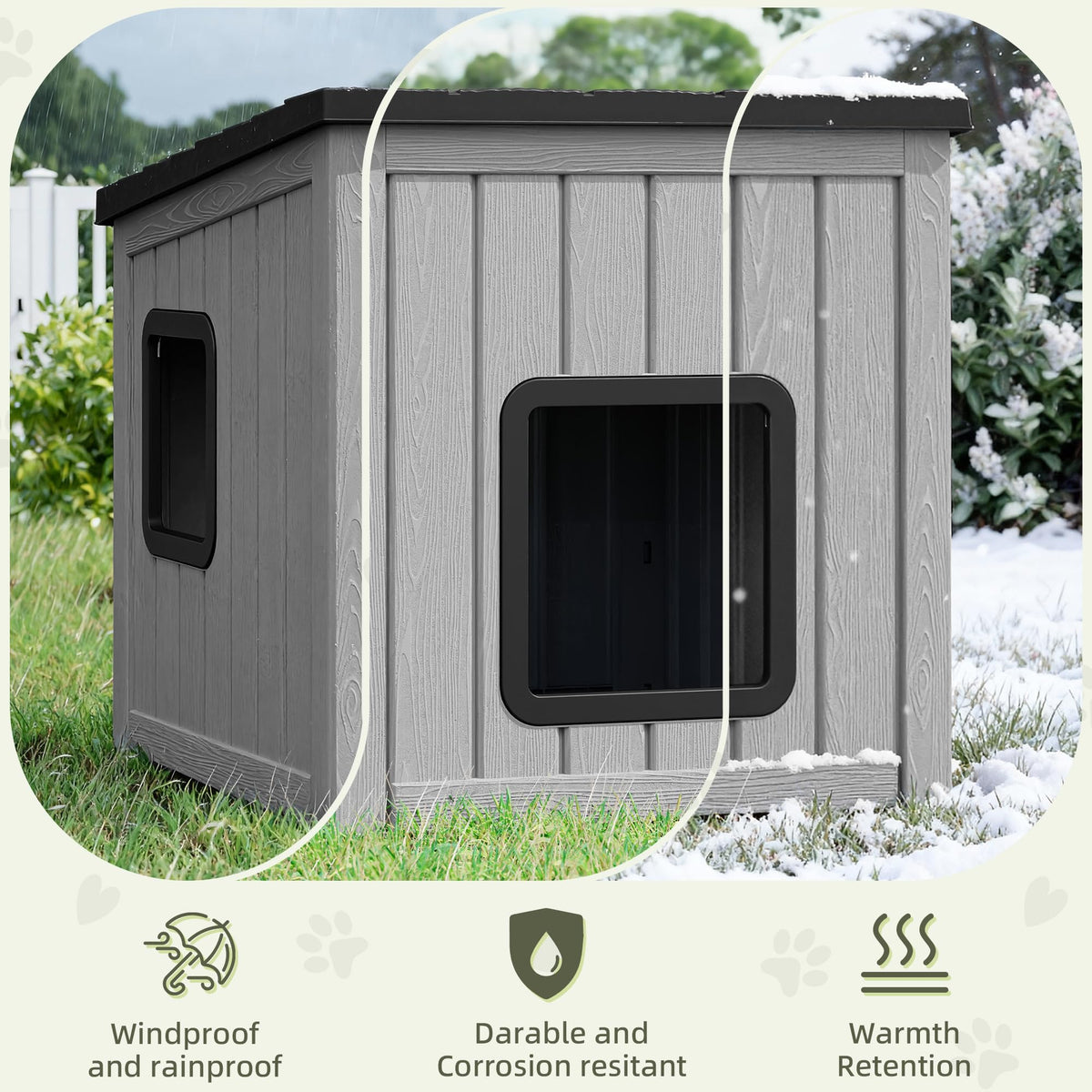 Weatherproof Outdoor Cat House with Air Holes Z78395