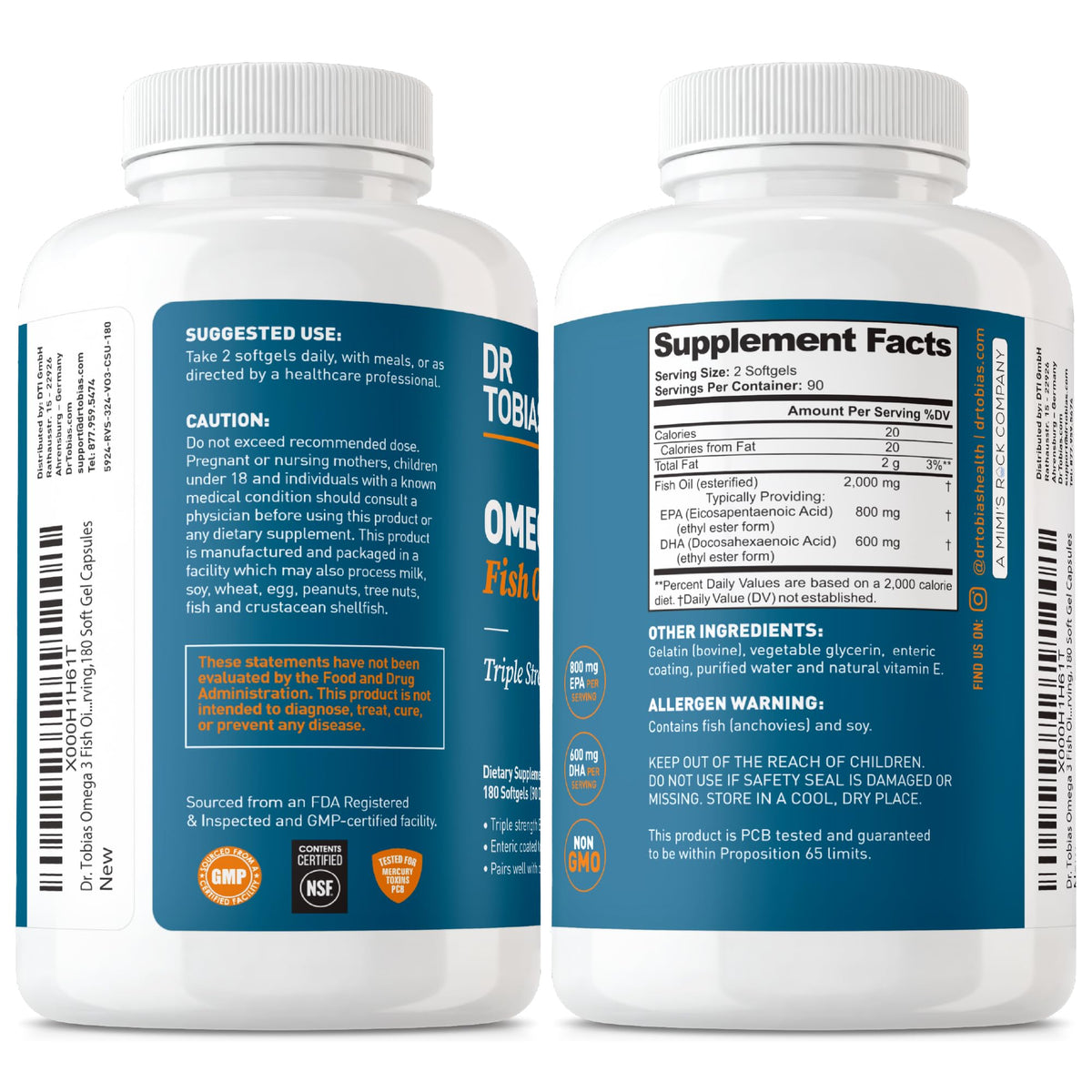Omega 3 Fish Oil 2000mg 180 Softgels V983546
